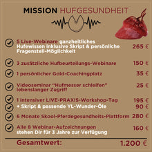 Laden Sie das Bild in den Galerie-Viewer, 🐎 Mission-Hufgesundheit Hybrid-Intensiv-Seminar inkl. Skoolzugang 6 Monate 💪🏼