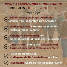 Laden Sie das Bild in den Galerie-Viewer, 🐎 Mission-Hufgesundheit Hybrid-Intensiv-Seminar inkl. Praxistag & Skoolzugang 6 Monate 💪🏼