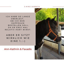 Laden Sie das Bild in den Galerie-Viewer, Serreta, lederummantelt, mit drei Ringen, Handarbeit