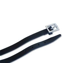 Laden Sie das Bild in den Galerie-Viewer, 🐎✨ Lagerabverkauf: Steigbügelhalterriemchen - klassische Ausführung in Schwarz-Silber