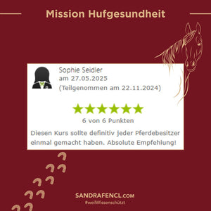 🐎 Mission-Hufgesundheit Hybrid-Intensiv-Seminar inkl. Skoolzugang 6 Monate  💪🏼